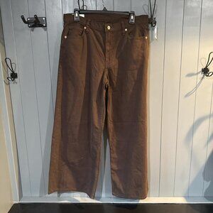 Brown baggy wide leg denim jeans #denim #wideleg